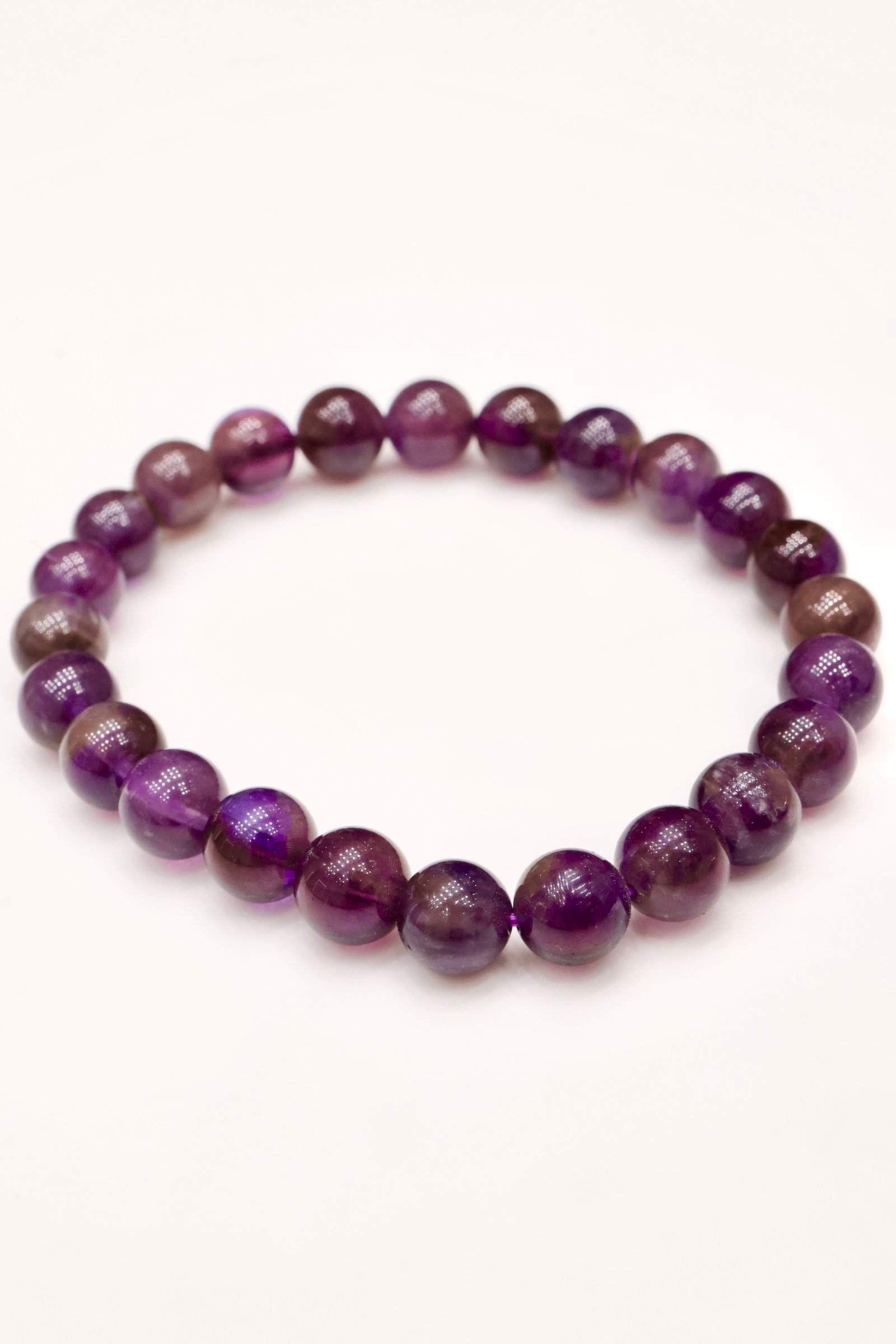 Velvet Purple Amethyst Round Bead Bracelet – Natural Crystal Gemstone Jewelry